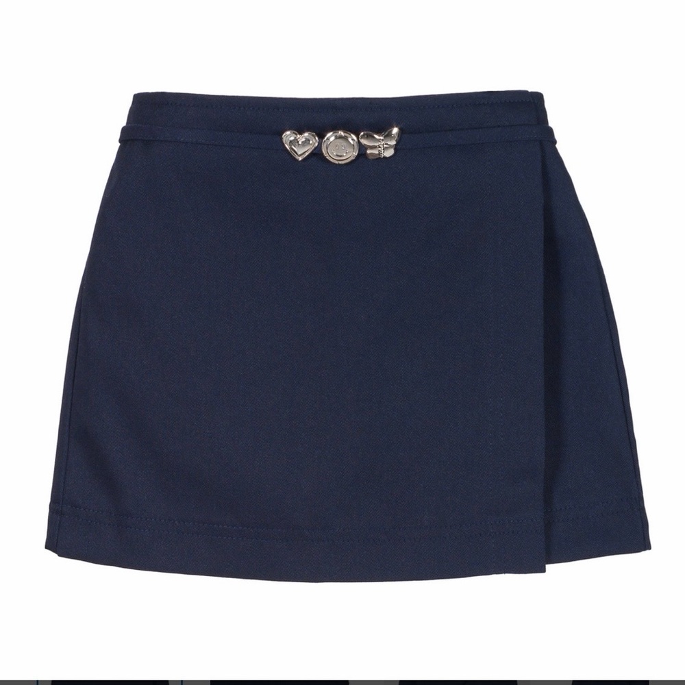 T Planet Uniforms- Navy Mini Skirt with Decorative Silver Accents - Girls Size 8